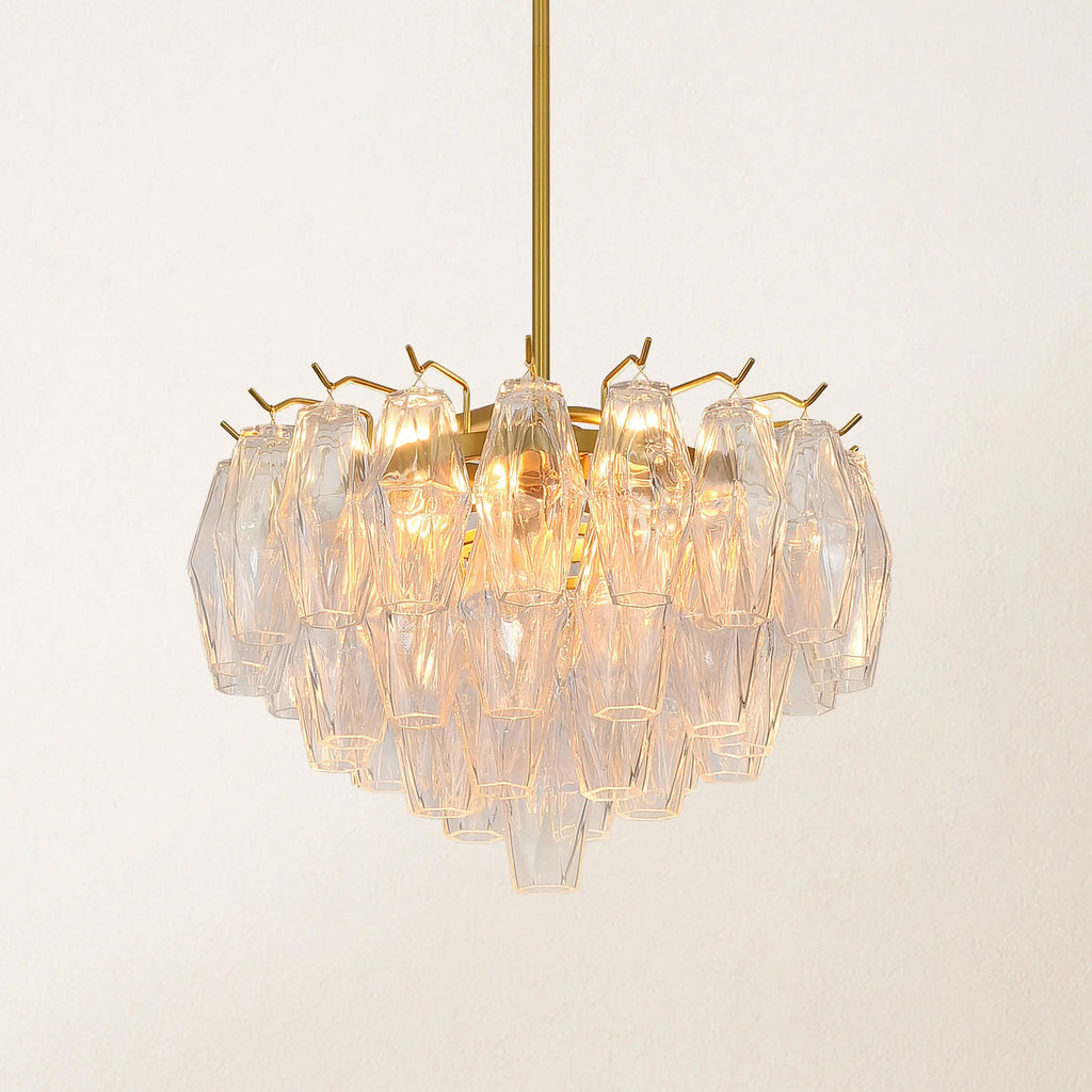 17 Inch Clear Murano Glass Tiered Pendant Light - Chiara