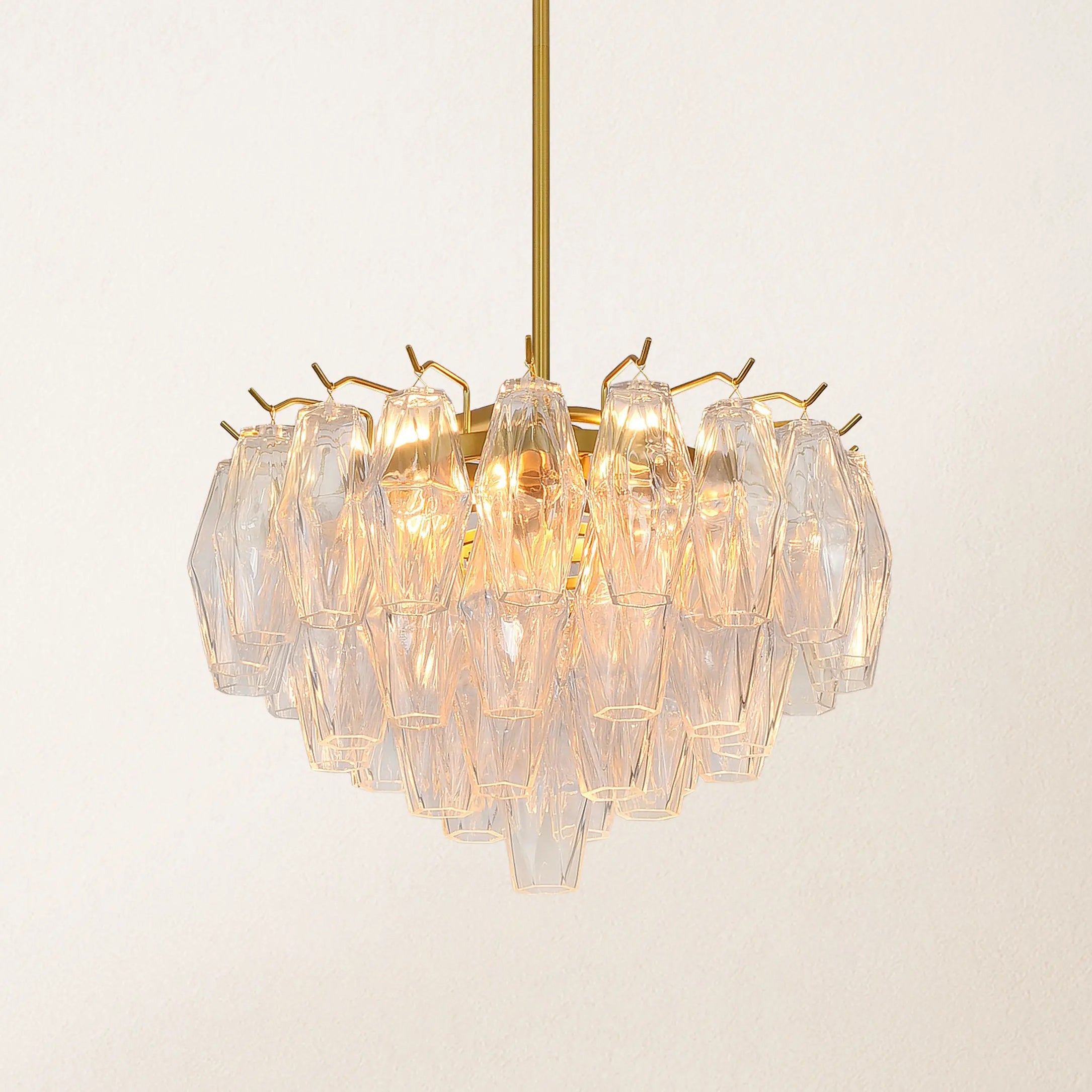 17 Inch Clear Murano Glass Tiered Pendant Light - Chiara