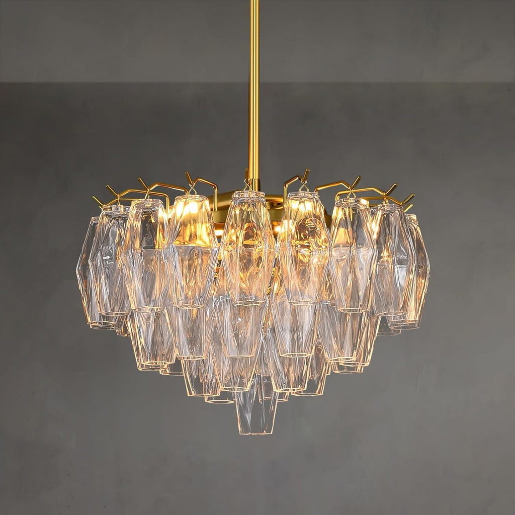 17 Inch Clear Murano Glass Tiered Chandelier - Chiara