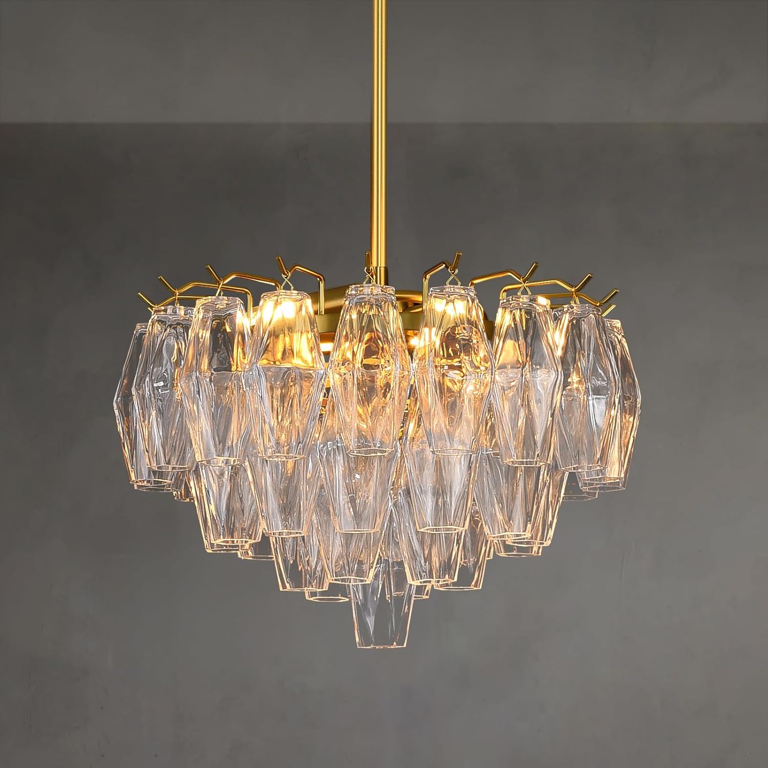 17 Inch Clear Murano Glass Tiered Chandelier - Chiara
