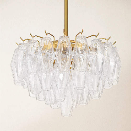 17 Inch Clear Murano Glass Tiered Pendant Light - Chiara