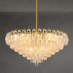 36 Inch Clear Murano Glass Tiered Chandelier - Chiara