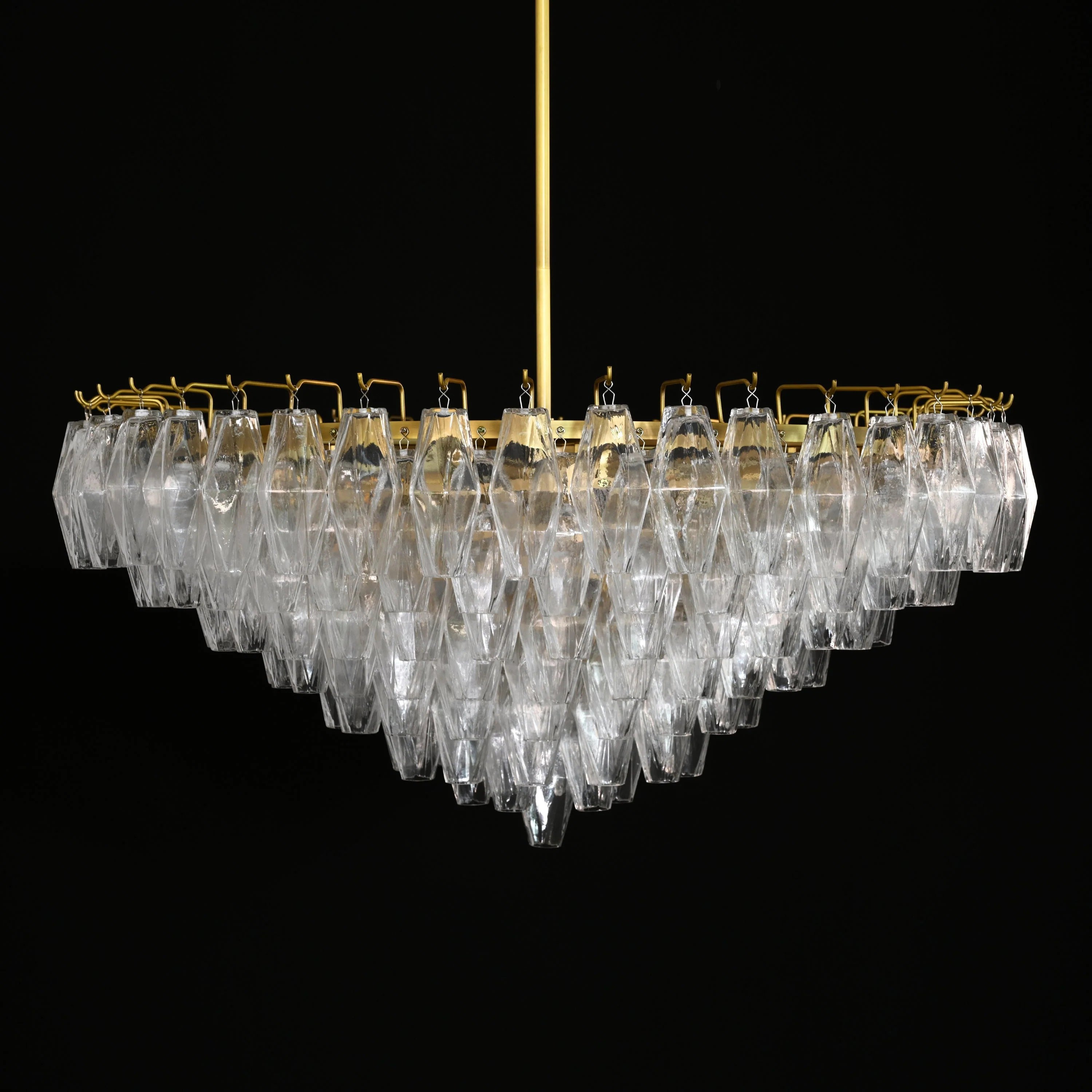 36 Inch Clear Murano Glass Tiered Chandelier - Chiara