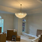 36 Inch Clear Murano Glass Tiered Chandelier - Chiara