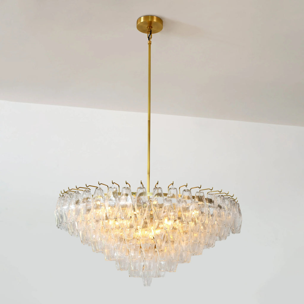 36 Inch Clear Murano Glass Tiered Chandelier - Chiara