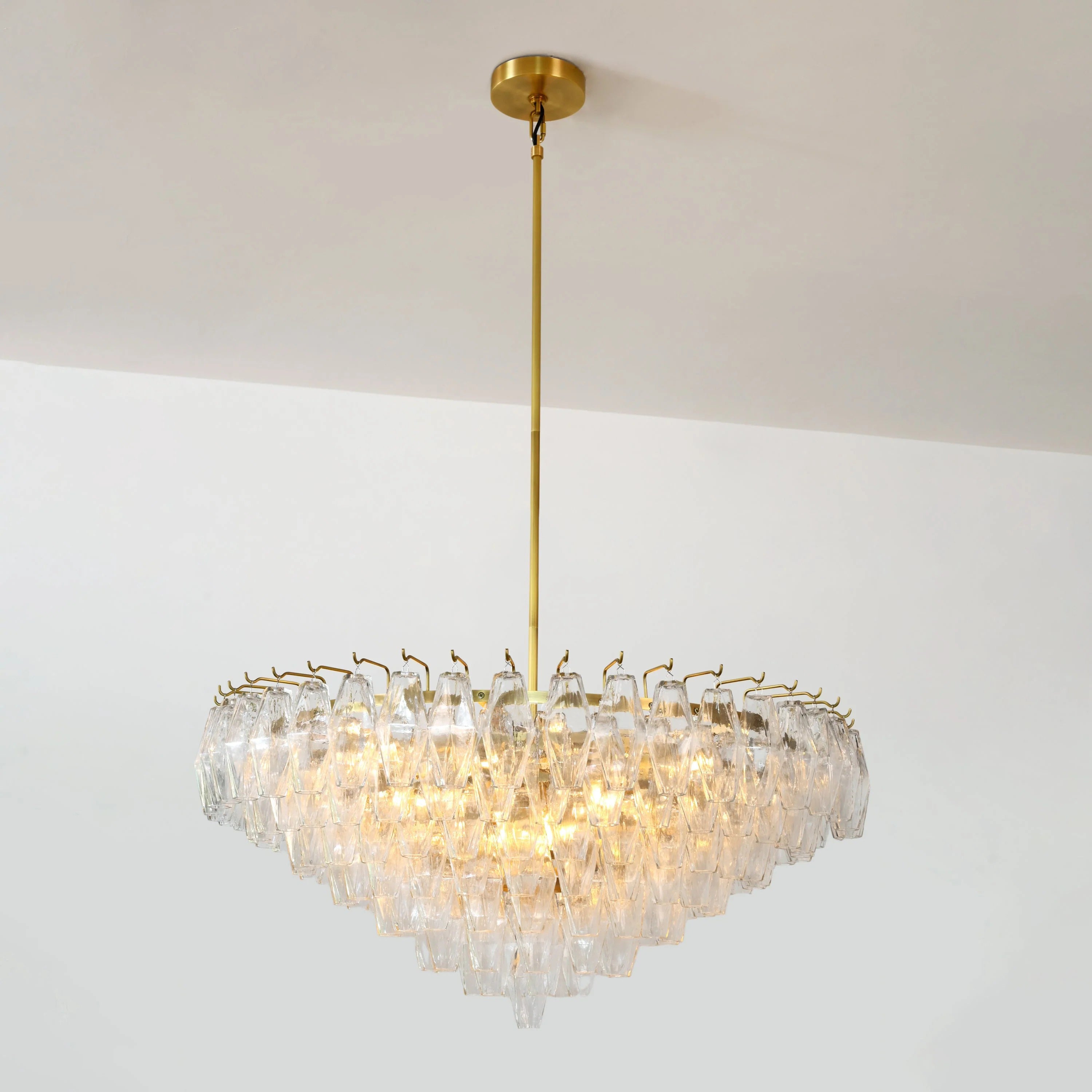36 Inch Clear Murano Glass Tiered Chandelier - Chiara