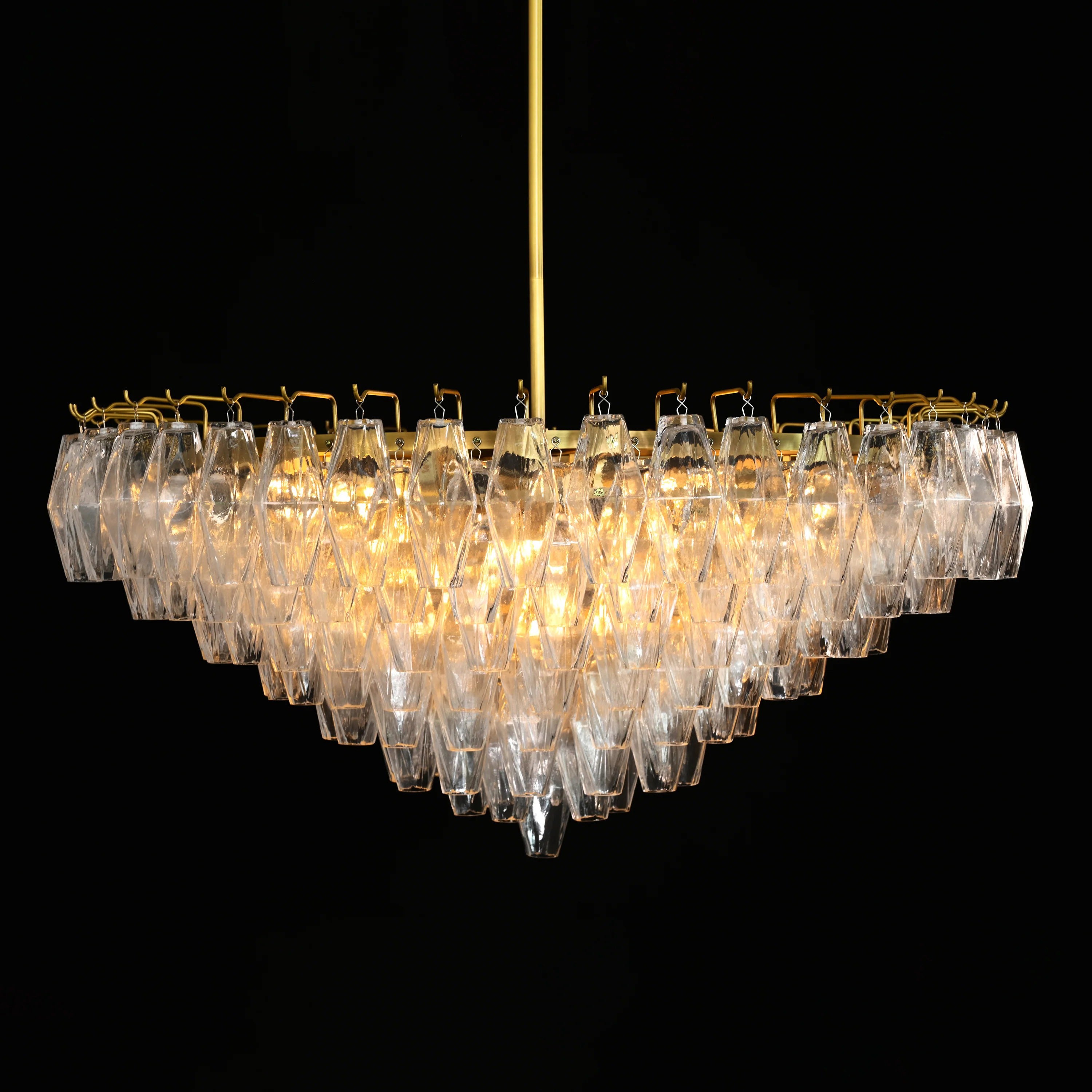 36 Inch Clear Murano Glass Tiered Chandelier - Chiara