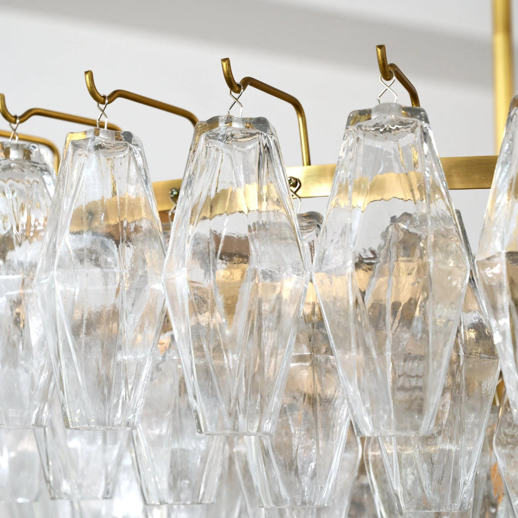 46 Inch Clear Murano Glass Tiered Chandelier - Chiara