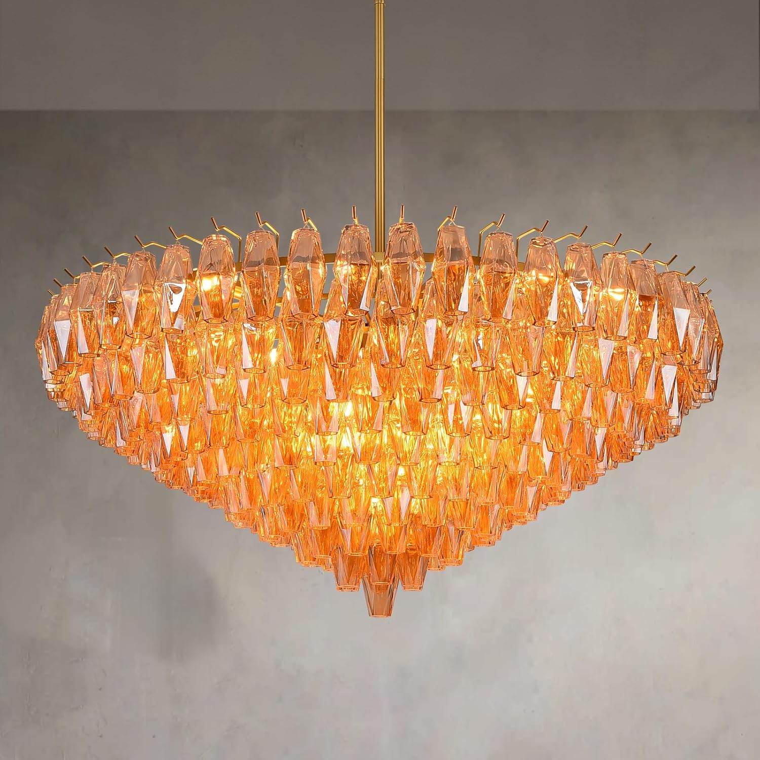 46 Inch Smoked Murano Glass Tiered Chandelier - Chiara