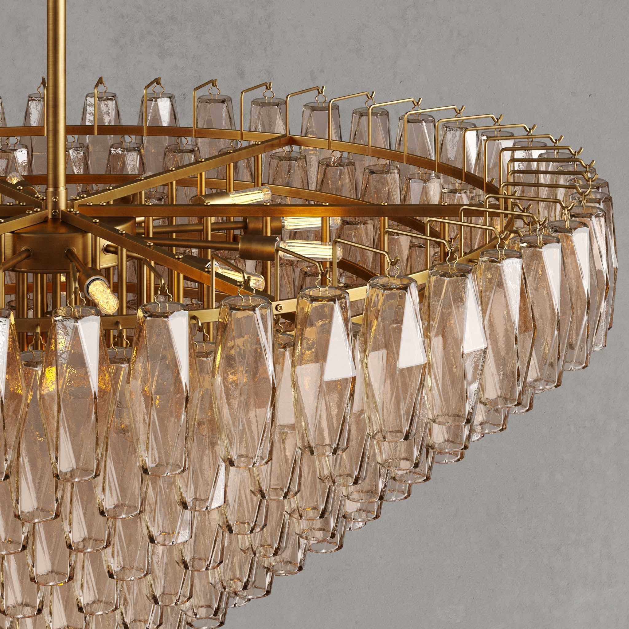 46 Inch Smoked Murano Glass Tiered Chandelier - Chiara