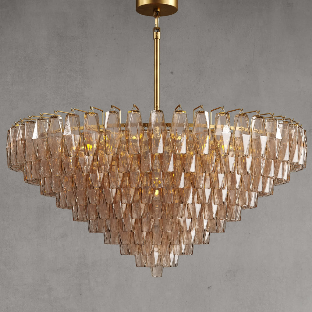 46 Inch Smoked Murano Glass Tiered Chandelier - Chiara