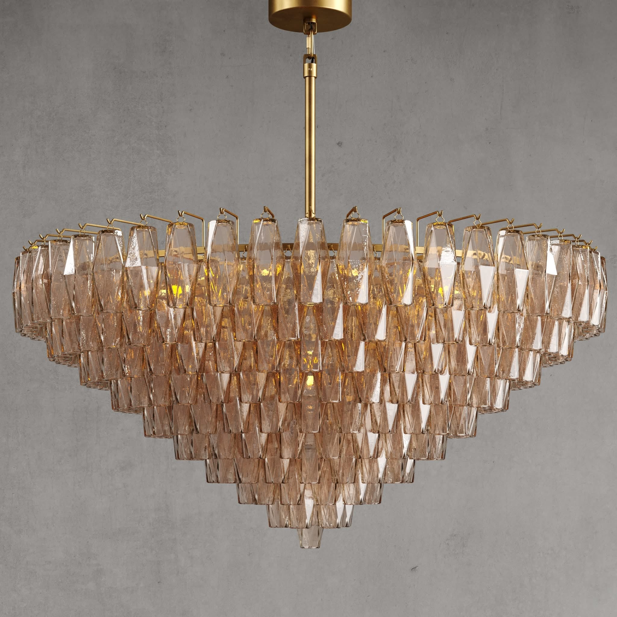 46 Inch Smoked Murano Glass Tiered Chandelier - Chiara
