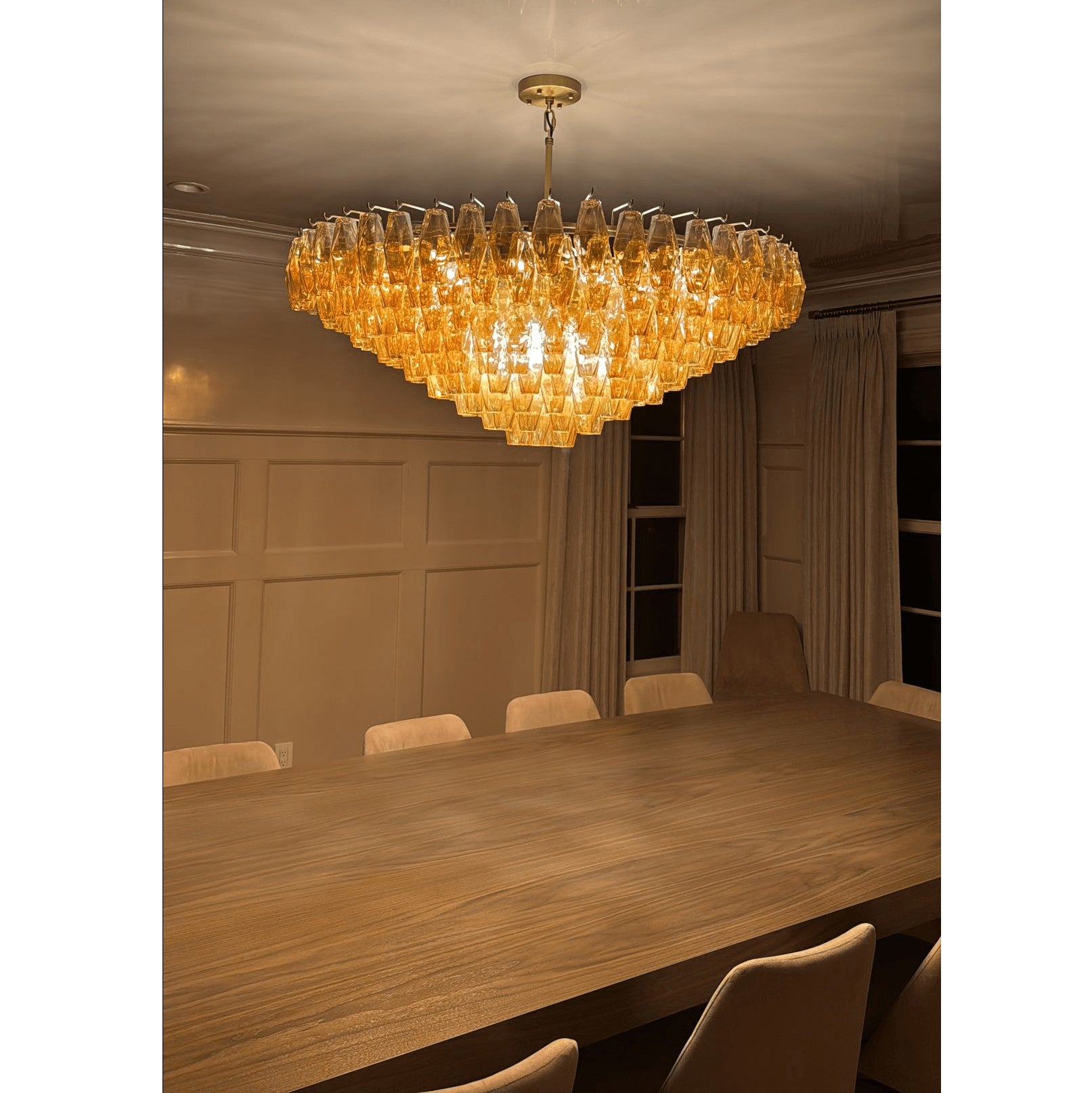 46 Inch Smoked Murano Glass Tiered Chandelier - Chiara