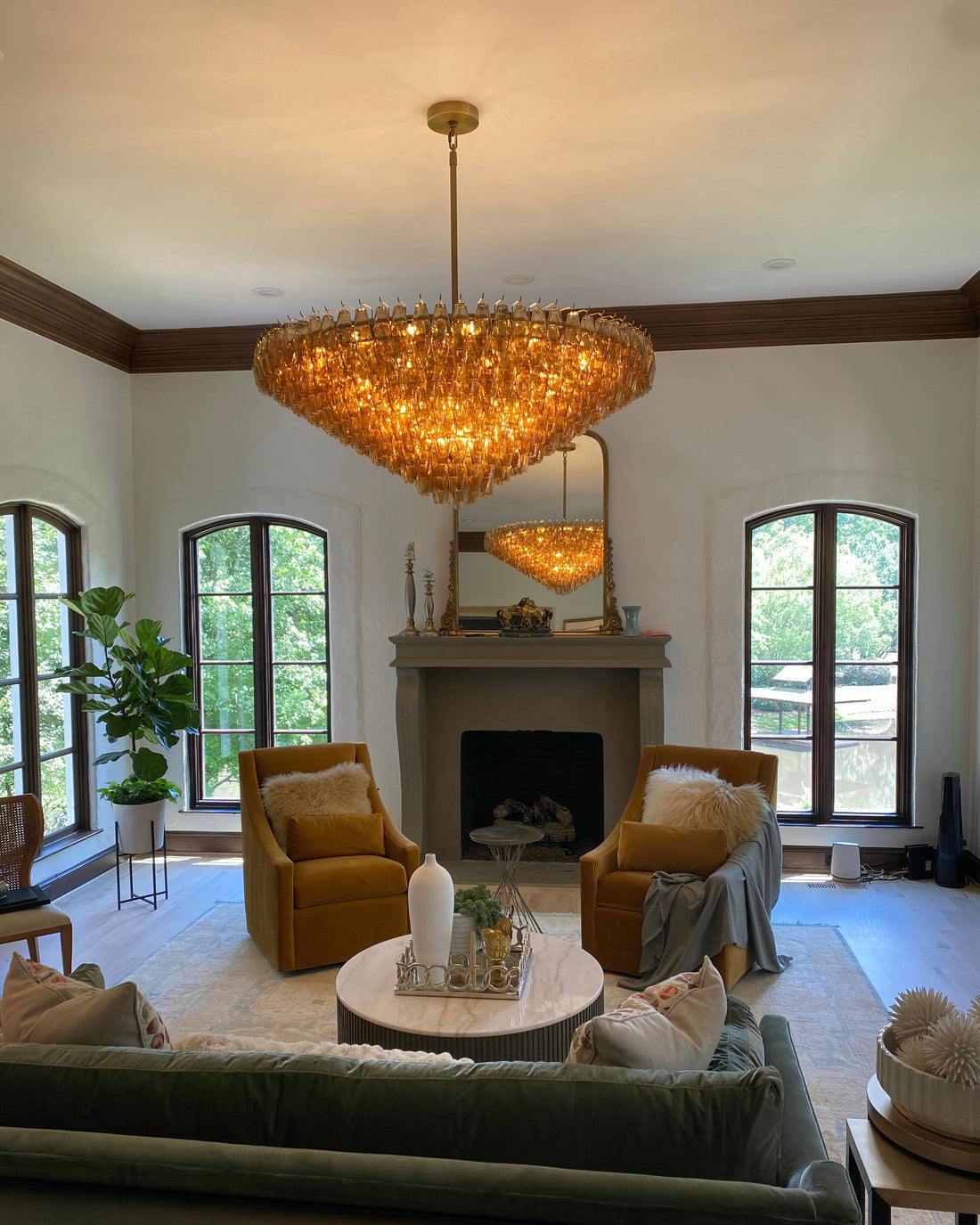 62 Inch Smoked Murano Glass Tiered Chandelier - Chiara