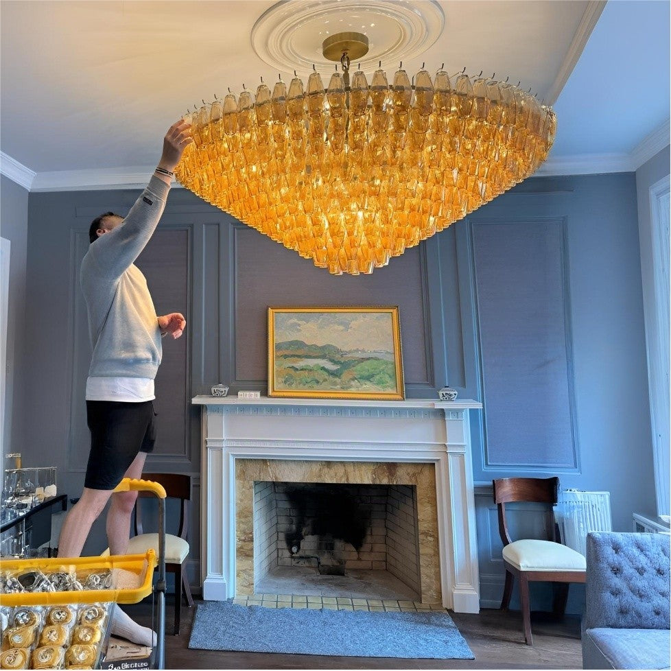 62 Inch Smoked Murano Glass Tiered Chandelier - Chiara