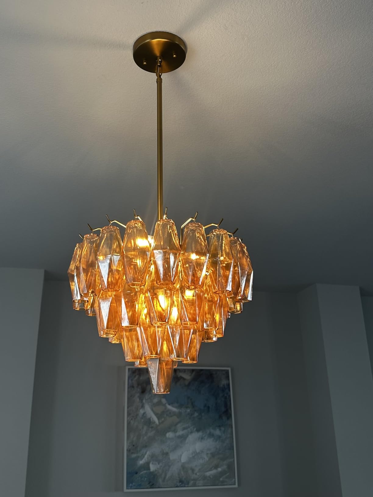 17 Inch Smoked Murano Glass Tiered Chandelier - Chiara