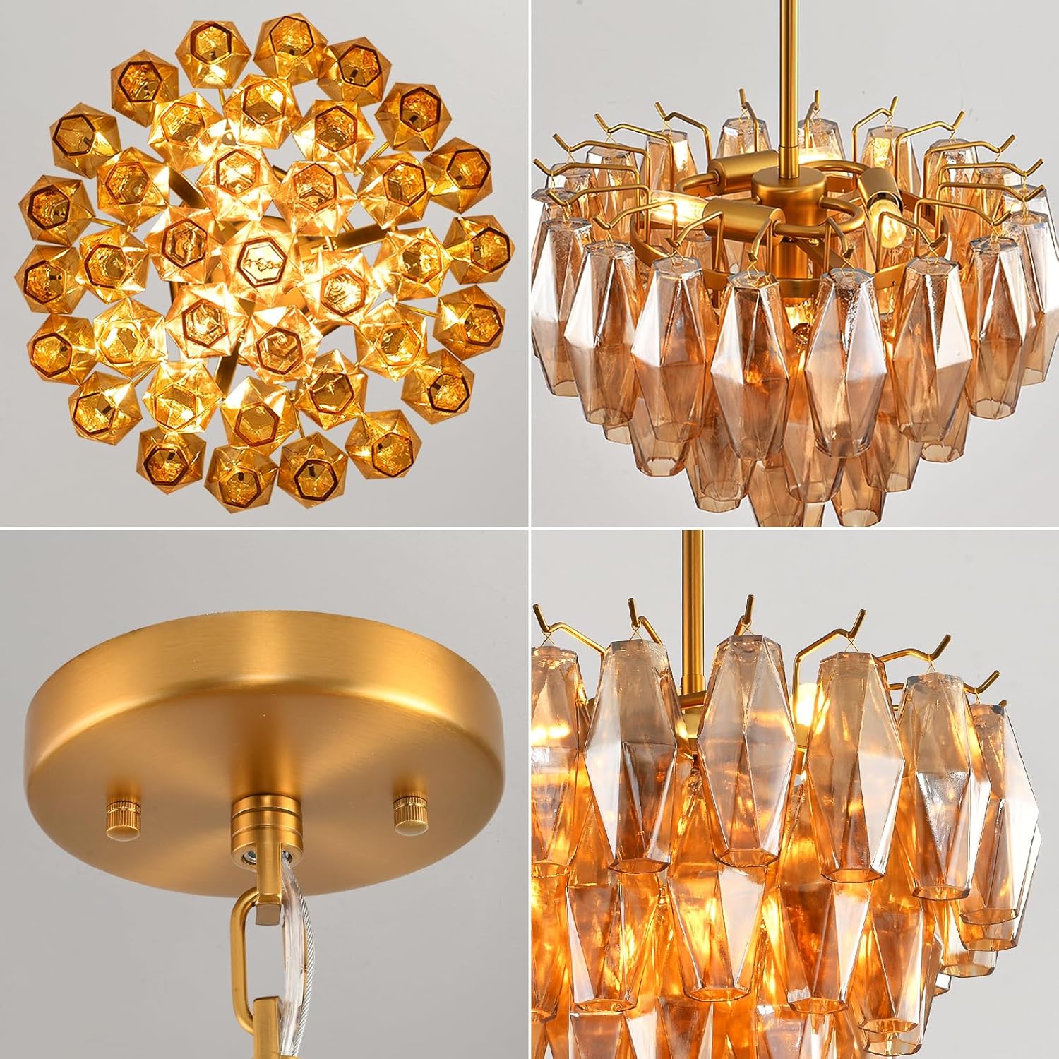 17 Inch Smoked Murano Glass Tiered Chandelier - Chiara