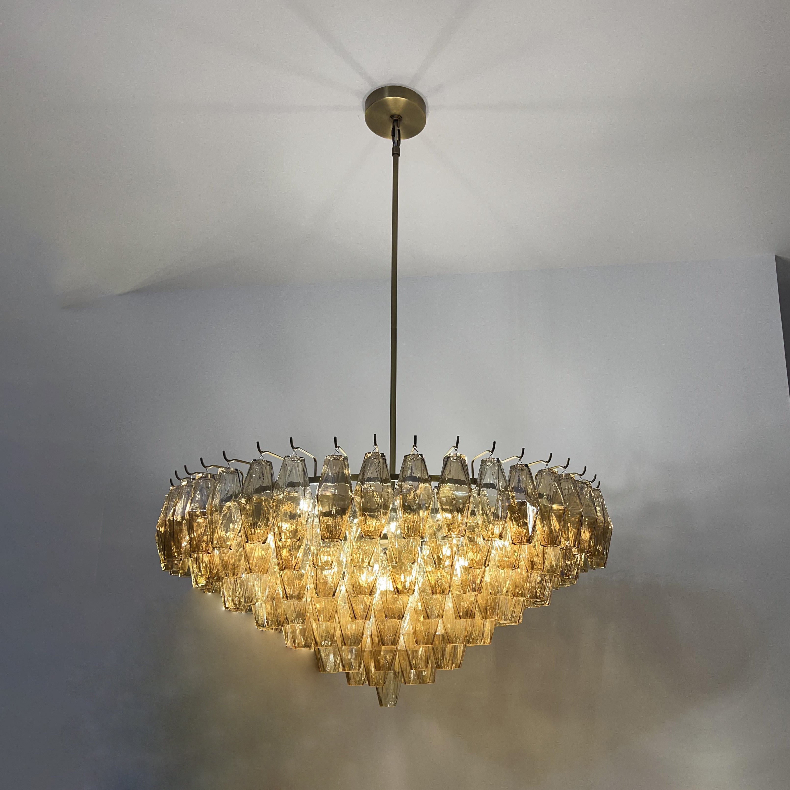 36 Inch Smoked Murano Glass Tiered Chandelier - Chiara