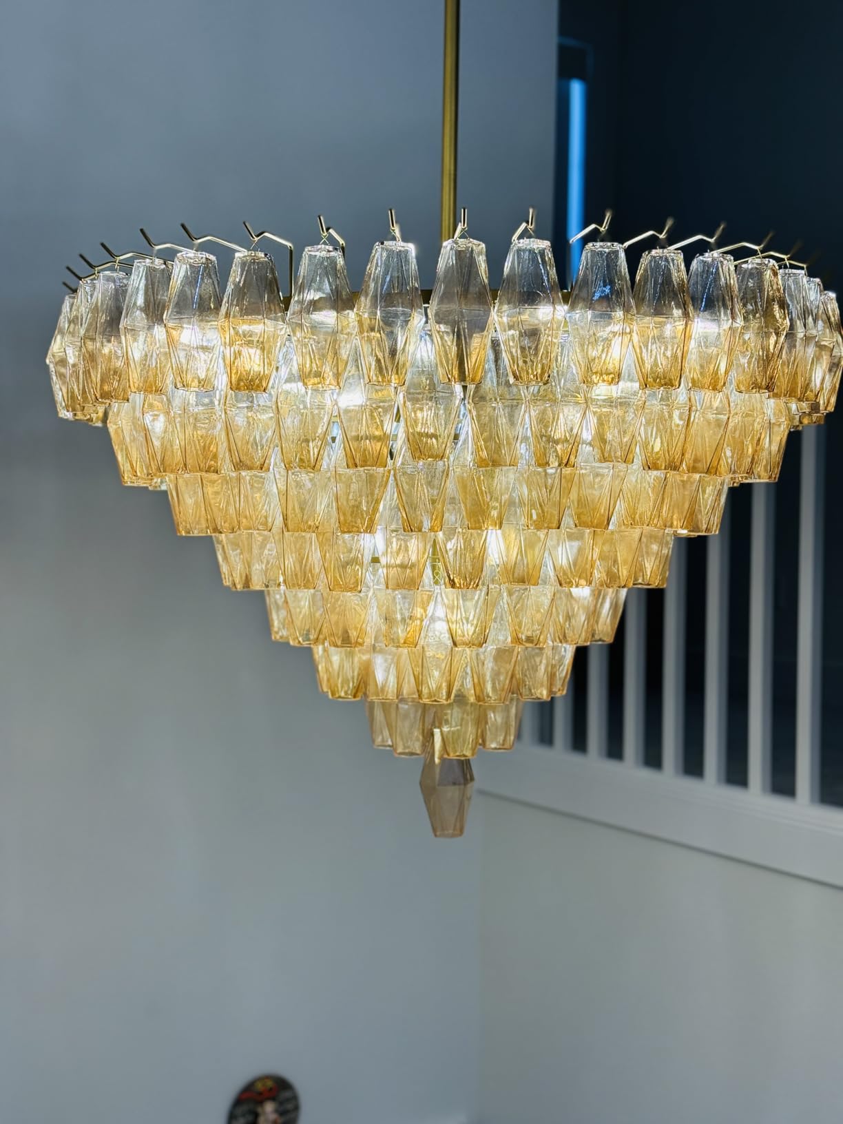 36 Inch Smoked Murano Glass Tiered Chandelier - Chiara