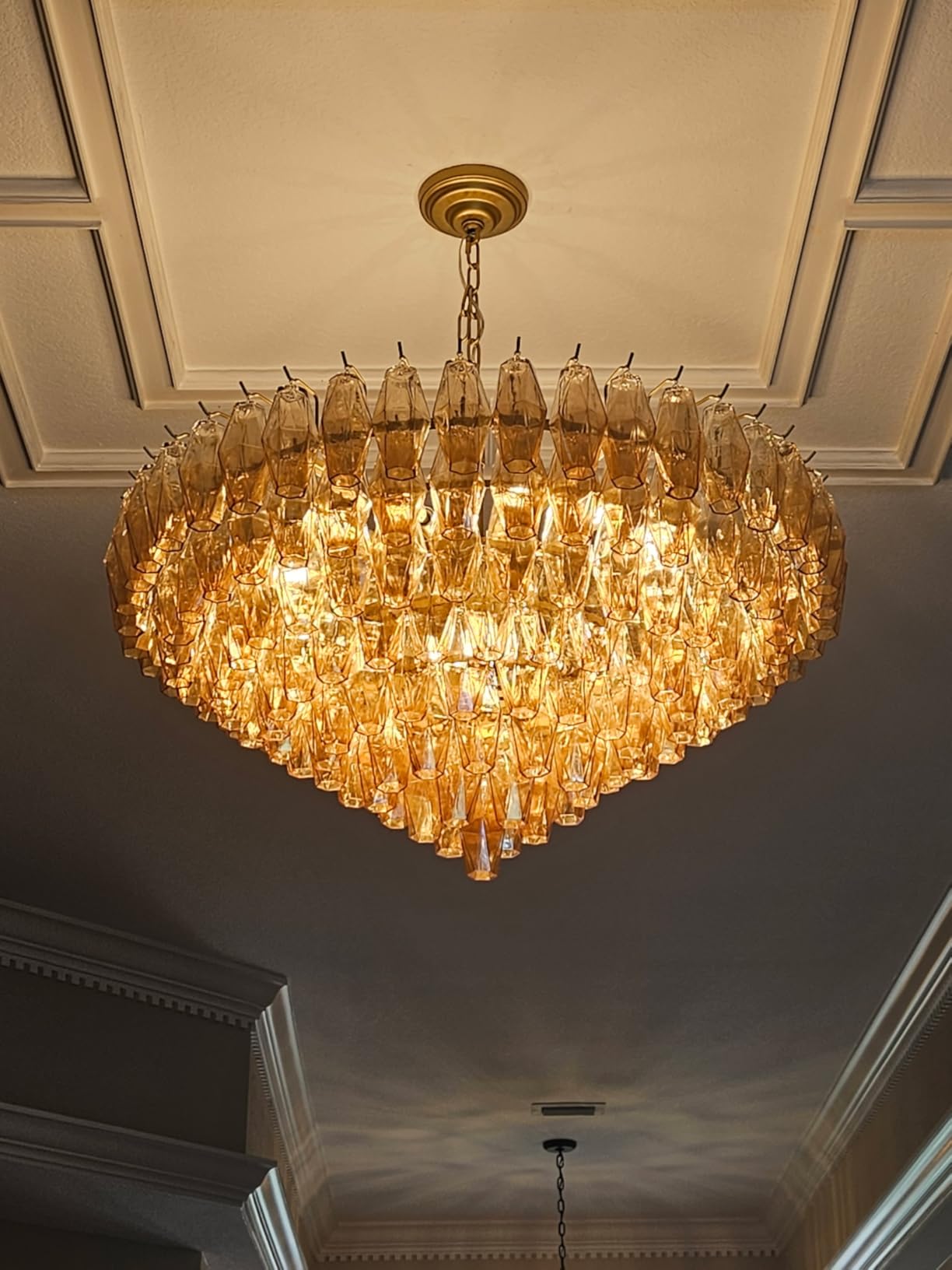36 Inch Smoked Murano Glass Tiered Chandelier - Chiara