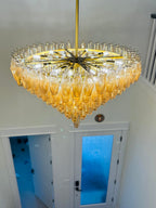 36 Inch Smoked Murano Glass Tiered Chandelier - Chiara