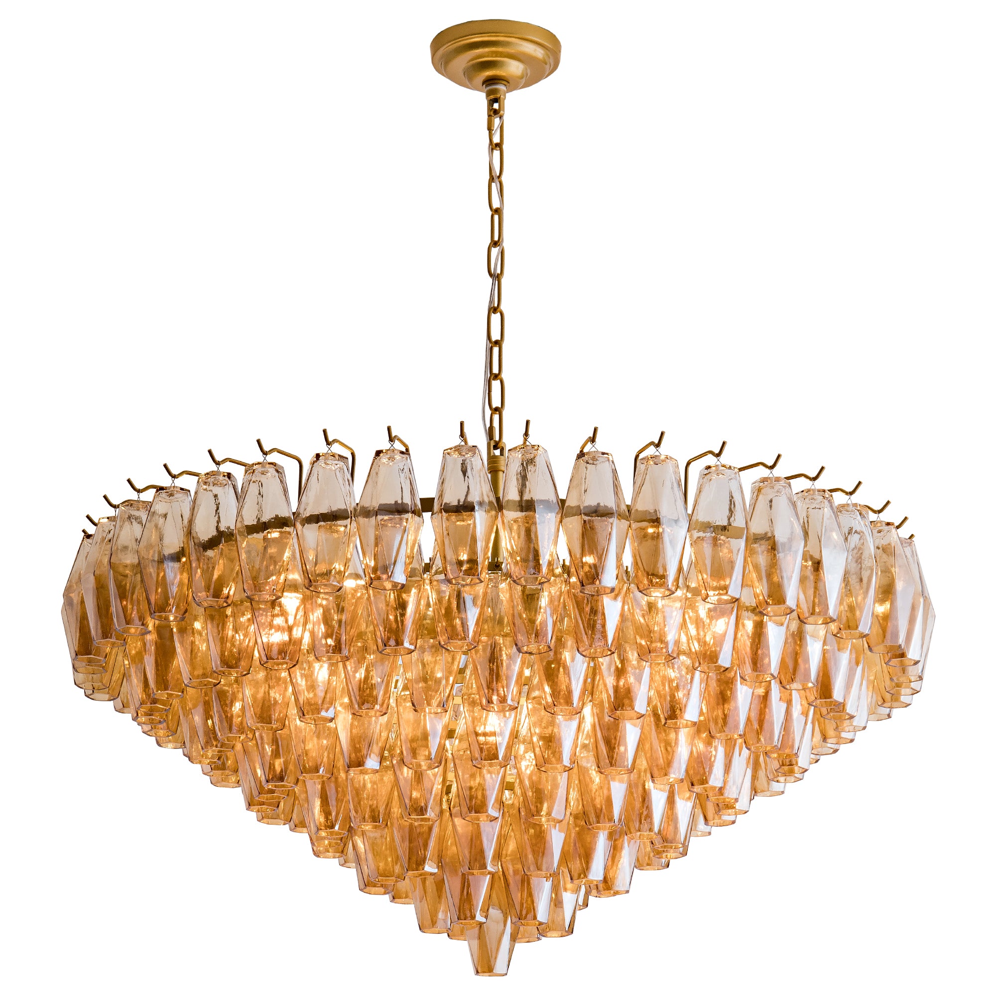 36 Inch Smoked Murano Glass Tiered Chandelier - Chiara