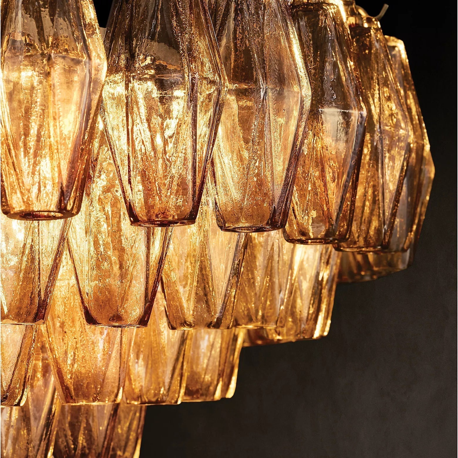 36 Inch Smoked Murano Glass Tiered Chandelier - Chiara