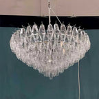 36 Inch Clear Murano Glass Tiered Chandelier - Chiara