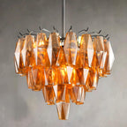 17 Inch Smoked Murano Glass Tiered Chandelier - Chiara