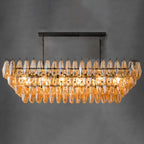 54 Inch Smoked Murano Glass Tiered Rectangular Chandelier - Chiara