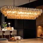 54 Inch Smoked Murano Glass Tiered Rectangular Chandelier - Chiara