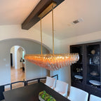 54 Inch Amber Murano Glass Tiered Rectangular Chandelier - Chiara