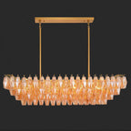 54 Inch Amber Murano Glass Tiered Rectangular Chandelier - Chiara
