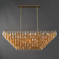 54 Inch Amber Murano Glass Tiered Rectangular Chandelier - Chiara