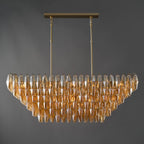 54 Inch Amber Murano Glass Tiered Rectangular Chandelier - Chiara