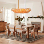 54 Inch Amber Murano Glass Tiered Rectangular Chandelier - Chiara