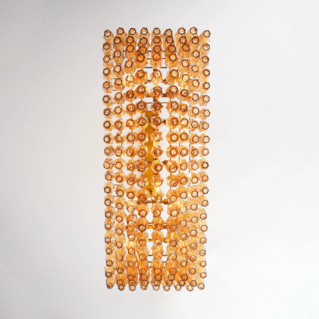 54 Inch Amber Murano Glass Tiered Rectangular Chandelier - Chiara