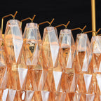 54 Inch Amber Murano Glass Tiered Rectangular Chandelier - Chiara