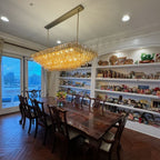 54 Inch Amber Murano Glass Tiered Rectangular Chandelier - Chiara