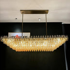 74 Inch Amber Murano Glass Tiered Rectangular Chandelier - Chiara
