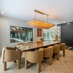 74 Inch Amber Murano Glass Tiered Rectangular Chandelier - Chiara