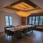 74 Inch Amber Murano Glass Tiered Rectangular Chandelier - Chiara