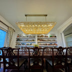 74 Inch Amber Murano Glass Tiered Rectangular Chandelier - Chiara