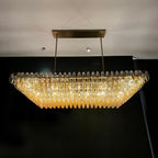 74 Inch Amber Murano Glass Tiered Rectangular Chandelier - Chiara