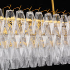 54 Inch Clear Murano Glass Tiered Rectangular Chandelier - Chiara