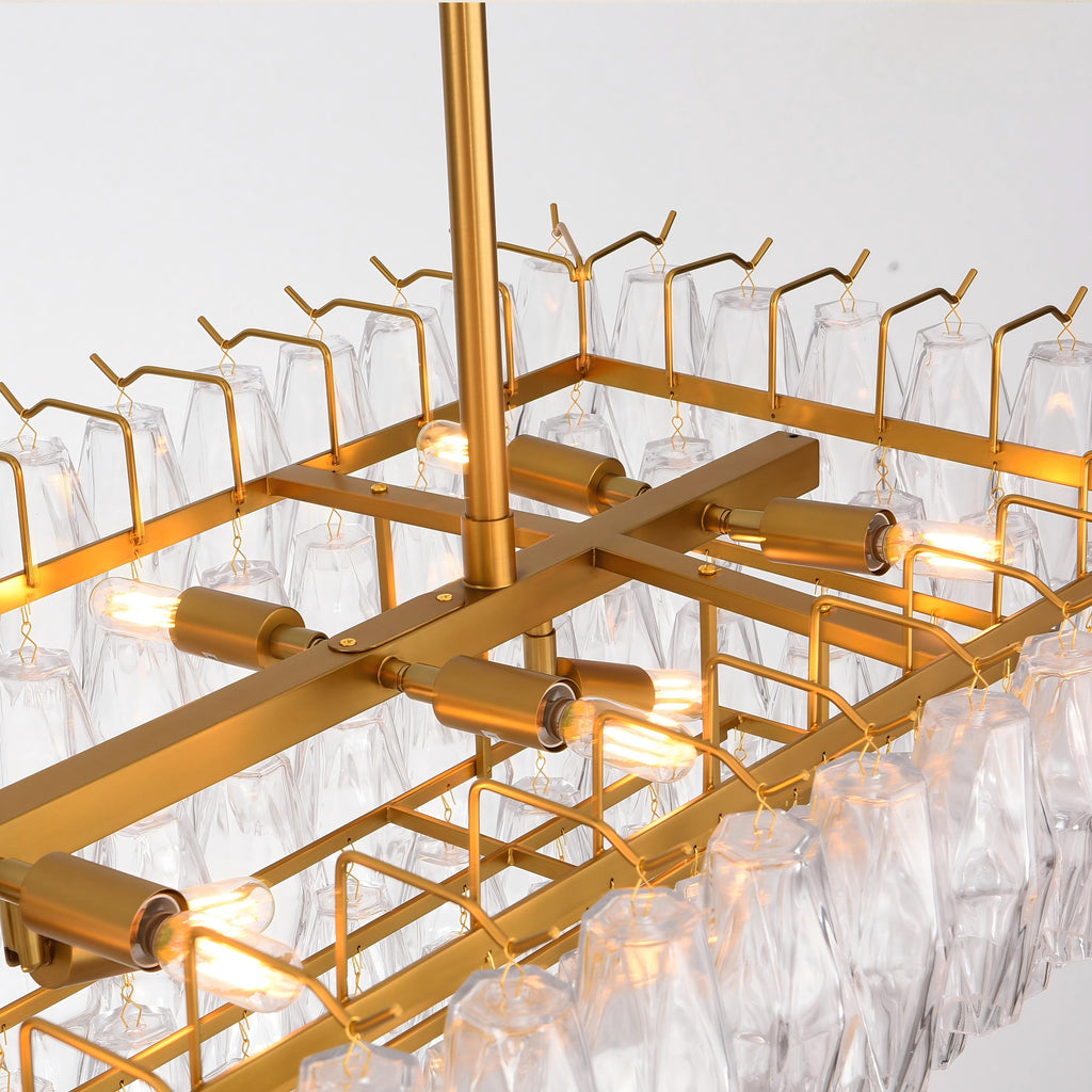 54 Inch Clear Murano Glass Tiered Rectangular Chandelier - Chiara