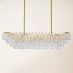 54 Inch Clear Murano Glass Tiered Rectangular Chandelier - Chiara