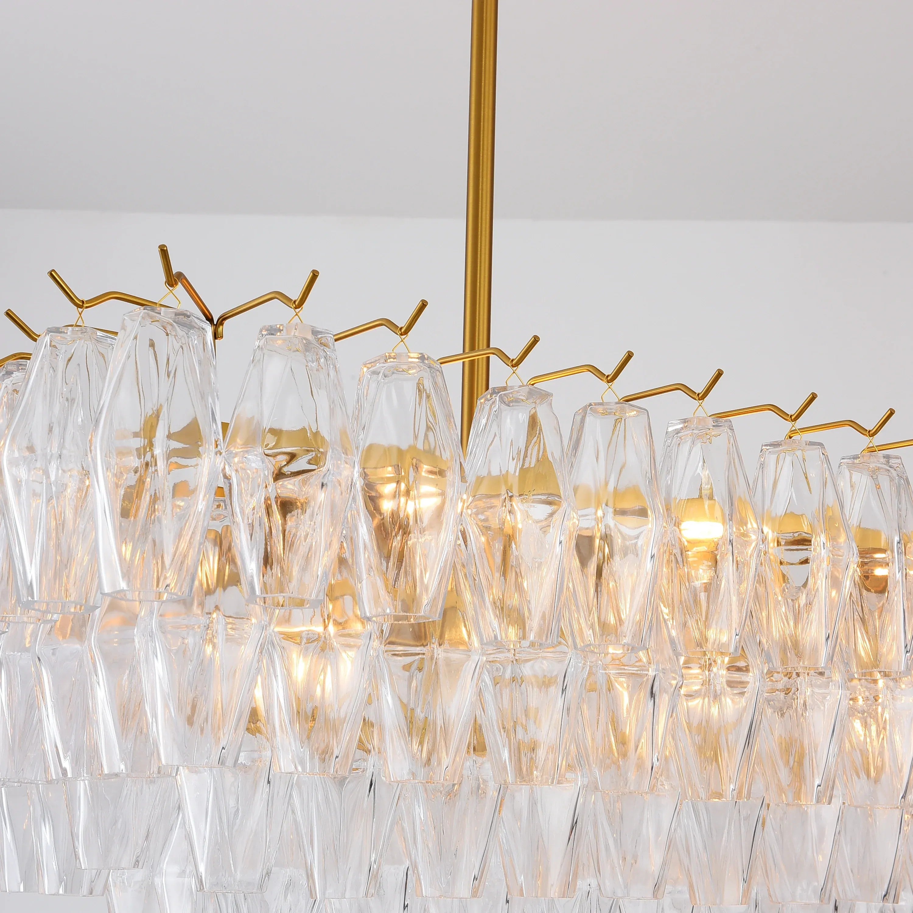 54 Inch Clear Murano Glass Tiered Rectangular Chandelier - Chiara