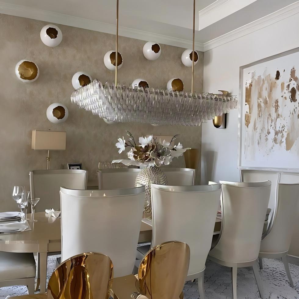 54 Inch Clear Murano Glass Tiered Rectangular Chandelier - Chiara