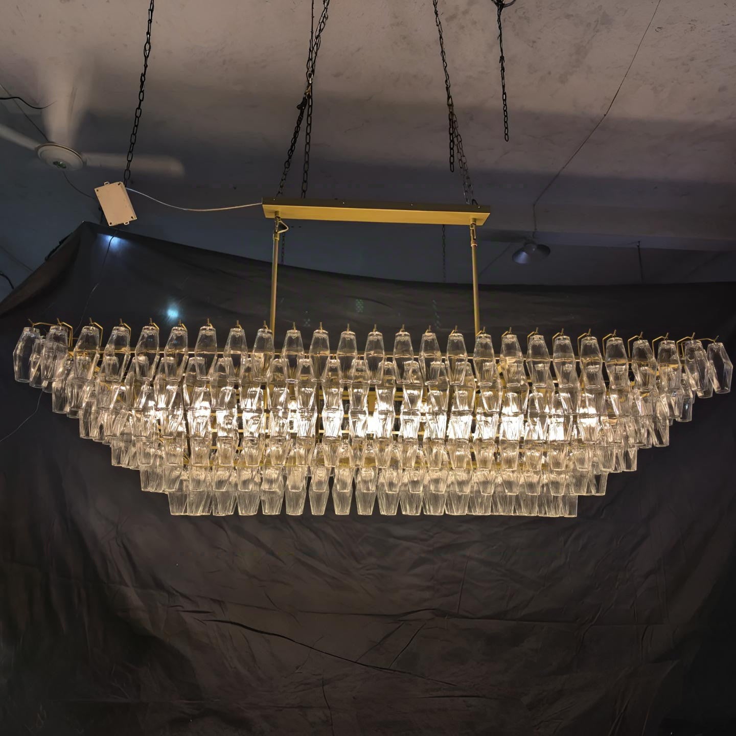 74 Inch Clear Murano Glass Tiered Rectangular Chandelier - Chiara